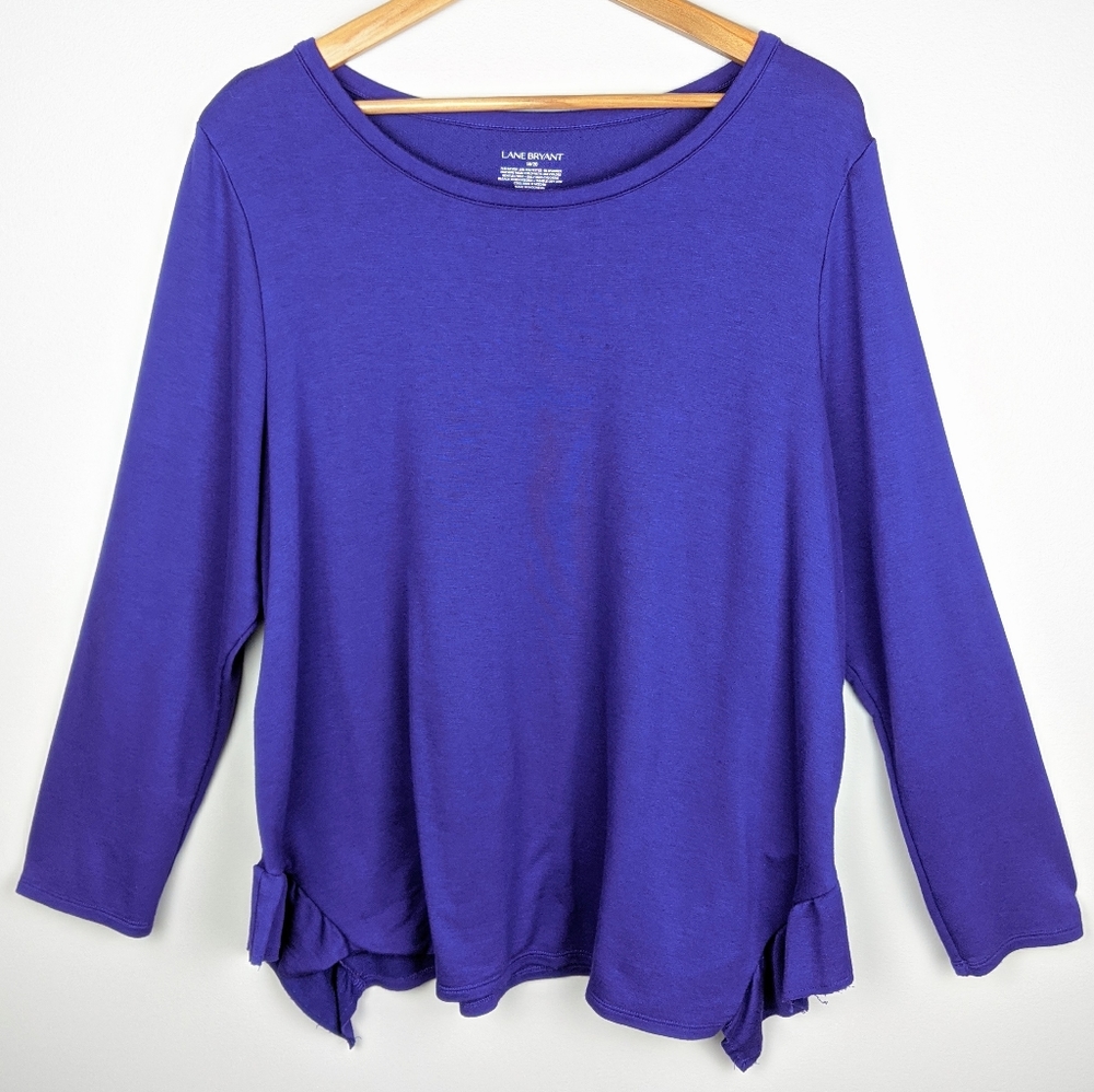 LANE BRYANT Purple Top with Ruffles 18/20